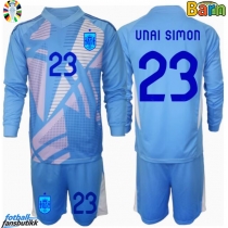 Spania Unai Simon #23 Keeper Hjemmedraktsett Barn EM 2024 Langermet (+ Korte bukser)